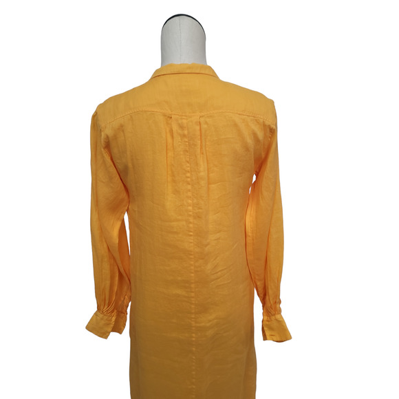 Frame Pleated Long-Sleeve Kaftan Maxi Dress in Yellow Orange Womens Small - Picture 7 of 11